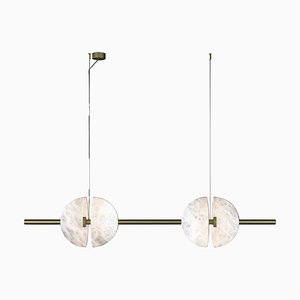 Ermes Brushed Brass And Alabaster Pendant Light 1 by Alabastro Italiano