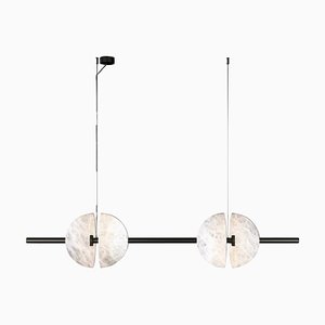 Ermes Brushed Black Metal and Alabaster Pendant Light 1 by Alabastro Italiano