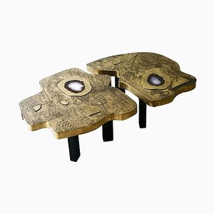 Eggs Brass Coffee Tables by Brutalist Be, Set of 2