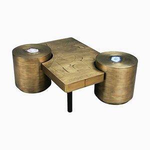 Pac Man Brass Coffee Tables by Brutalist Be, Set of 3