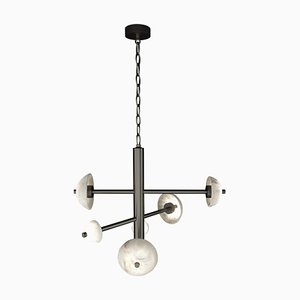Lampe à Suspension Apollo en Métal Noir Brossé par Alabastro Italiano