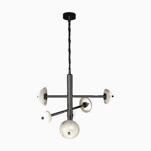 Apollo Shiny Black Metal Pendant Lamp by Alabastro Italiano