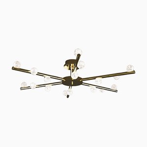Demetra Shiny Gold Metal Ceiling Lamp by Alabastro Italiano