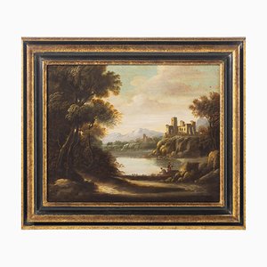 Cornicelli, Ecole Italienne Paysage, 19ème Siècle, Huile sur Toile, Encadrée