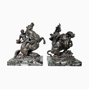 Amazon on Horseback Attacked by a Tiger by August-Karl-Edouard, 1900s, Set of 2