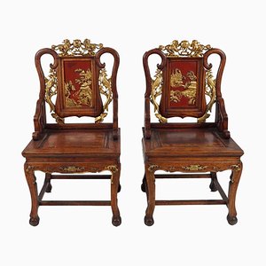Chinese Qing Ceremonial Chairs, 19th Century, Set of 2