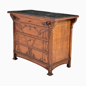 Commode avec Plateau en Marbre Noir, Début du 20ème Siècle