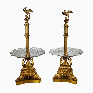 Charles X Bronze and Crystal Fruit Risers, 1850s, Set of 2