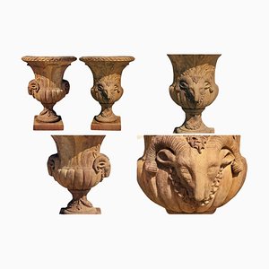 Vasi rinascimentali fiorentini con teste di Ariete, inizio XX secolo, set di 2