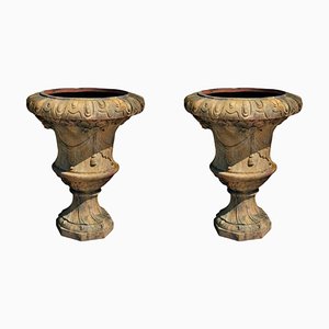 Große Florentinische Ornamentale Vasen aus Terrakotta, Frühes 20. Jh., 2er Set