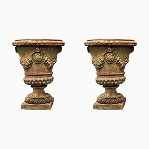 Large Terracotta Goblet Medicean Vases, Early 20th Century, Set of 2