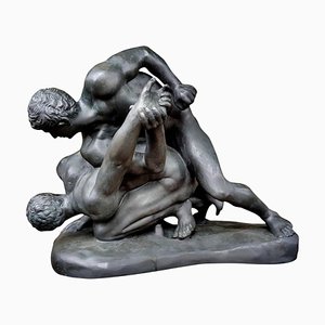 Late 19th Century Terracotta Wrestlers Figurine