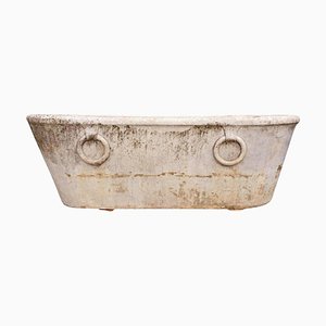 Antique Bathtub in Carrara White Marble with Rings, 18th Century