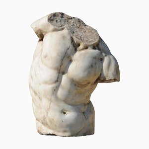 Torso Gaddi aus weißem Carrara Marmor, Ende 19. Jh.