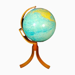 Globe Terrestre Vintage en Bois & Plastique