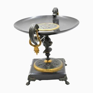 French Empire Bowl on Base in Bronze and Marble, 19th Century