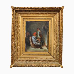 David Teniers il Giovane, Taverna, piccolo dipinto ad olio, con cornice