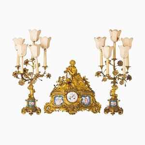 Horloge et Bougeoirs, France, 19ème Siècle, Set de 3