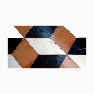 Floor with Asymmetric Rhombles in Carrara Marble, 1950, Set of 38