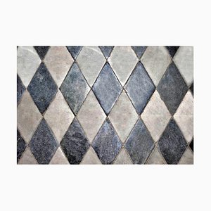 Carrara Marble Floor with Symmetrical Rhombus, 1950, Set of 38
