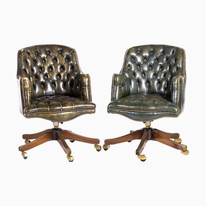 English Swiveling Desk Chairs, Early 20th Century, Set of 2