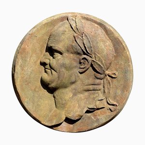 Round Terracotta Relief of Roman Emperor Titus, Late 19th Century