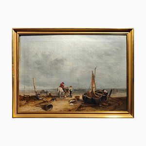 English School Artist, Marine Scene, 1750, Oil on Canvas, Framed