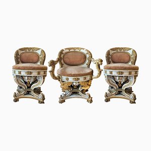 Napoleon III Empire Armchair and Chairs, Early 19th Century, Set of 3
