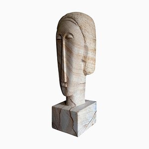 Philippe Delenseigne after Modigliani, Head Sculpture, 20th Century, Stone