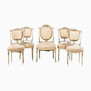 19th Century Louis XV French Chairs, Set of 5