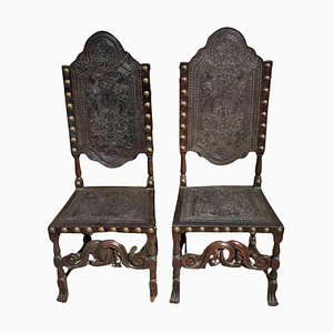 18th Century Portuguese High-Backed Chairs, Set of 2