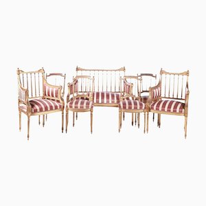 Late 19th Century French Sofa, Chairs and Armchairs, Set of 7