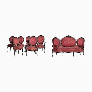 Portugiesisches Sofa, Sessel & Stühle, 19. Jh., 6er Set