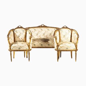 20th Century French Sofa and Armchairs, Set of 3
