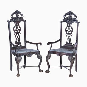 Fauteuils 19ème Siècle en Châtaignier Sculpté, Portugal, Set de 2