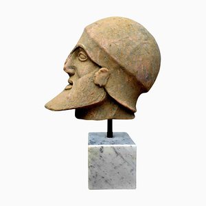 Terrakotta-Kopf des sterbenden Kriegers der Frontons von Egina ., Ende 19. Jh