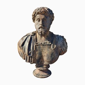 Buste Début du 20ème Siècle en Terre Cuite de Marco Aurelio