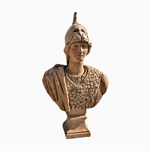 Busto de Atenea grande de terracota de principios del siglo XX