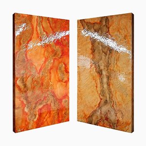 Wall Panel Lighting in Translucent Marbled Painting