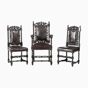 19th Century Armchair and Side Chairs, Set of 3