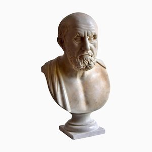 Italian Artist, Hippocrates Bust, Early 20th Century, Carrara Marble