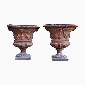 20th Century Ricceri Impruneta Goblet Vases, Set of 2