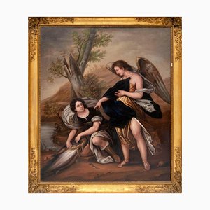 Italian School Artist, Tobias and the Archangel Rafael, 18th Century, Oil on Canvas, Framed