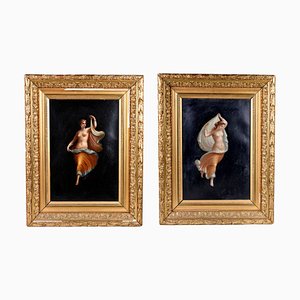 Italian School Artist, Night and Day, 19th Century, Oil Paintings, Framed, Set of 2
