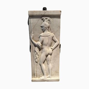 Late 19th Century Roman Relief Warrior in Carrara Marble