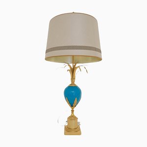 Blue Turquoise Opaline Ostrich Egg Table Lamp from S.A. Boulanger, 1990s