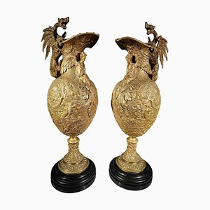 Gilded Bronze Vases, 1880s, Set of 2