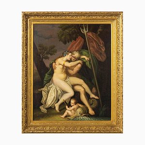 French School Artist, Neptune and Amphitrite, 19th Century, Oil on Canvas, Framed