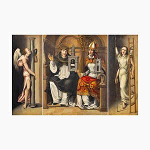 Spanish School Artist, Annunciation Triptych, 17th Century, Oil on Canvas