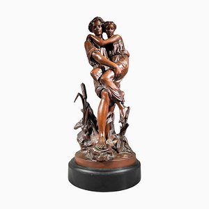 19th Century Bronze Sculpture with Brown Patina from Paul and Virginie, 1880s